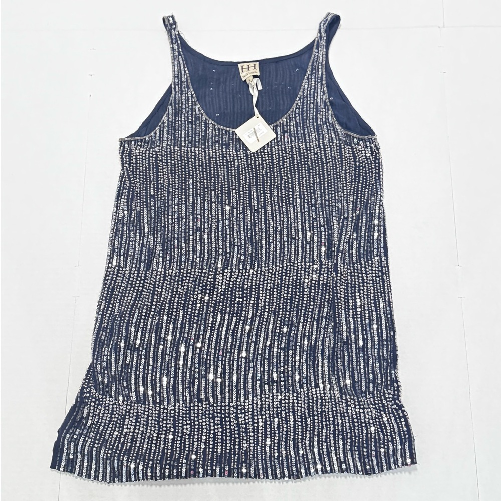 NEW!Haute Hippie Silk Beaded Sequins Tank Dress Small Flapper Formal Party READ
